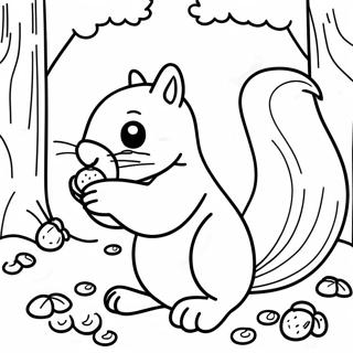 Playful Squirrel Collecting Acorns Coloring Page 62934-49809