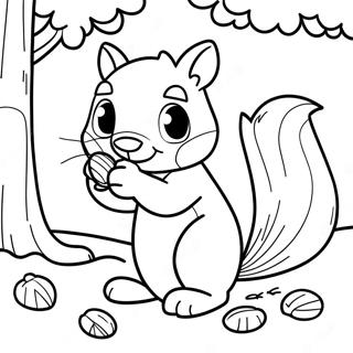 Playful Squirrel Collecting Acorns Coloring Page 62934-49810