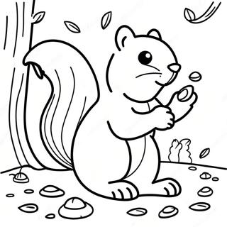 Playful Squirrel Collecting Acorns Coloring Page 62934-49811