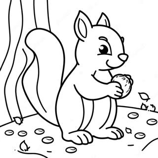 Playful Squirrel Collecting Acorns Coloring Page 62934-49812