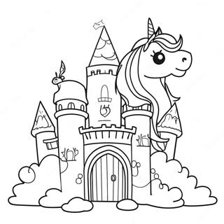 Unicorn Castle Coloring Pages