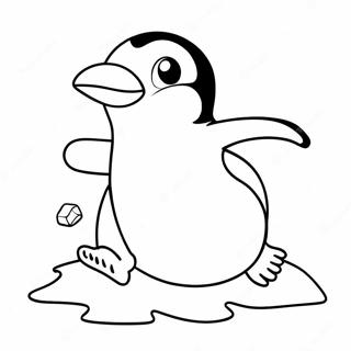 Niedlicher Pinguin, Der Auf Eis Rutscht Ausmalbild 63084-49912