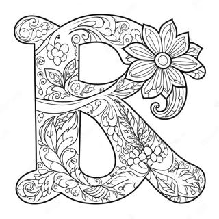 Elegant Flower Letter Coloring Page 63104-49934