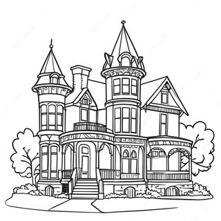 Victorian Mansion Coloring Page 63143-49948