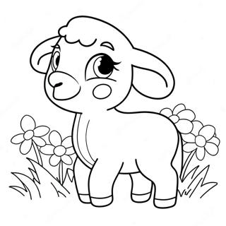 Cute Easter Lamb With Flowers Coloring Page 63154-49965