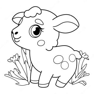 Cute Easter Lamb With Flowers Coloring Page 63154-49967