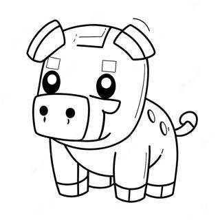 Cute Minecraft Piglin With Gold Coloring Page (63174-50000)