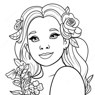 Kiara With Colorful Flowers Coloring Page 63374-50160