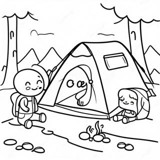 Schattige Familie Camping Kleurplaat 6341-5053