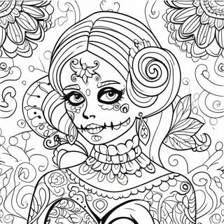 Gothic Female Sugar Skull Coloring Page 63483-58969