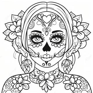 Gothic Female Sugar Skull Coloring Page 63483-58970