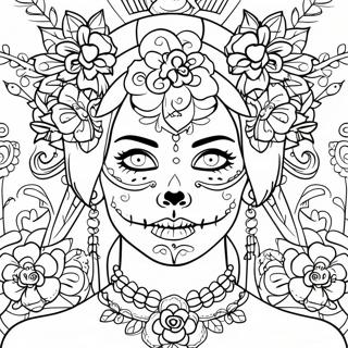 Gothic Female Sugar Skull Coloring Page 63483-58971