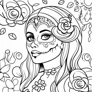 Gothic Female Sugar Skull Coloring Page 63483-58972