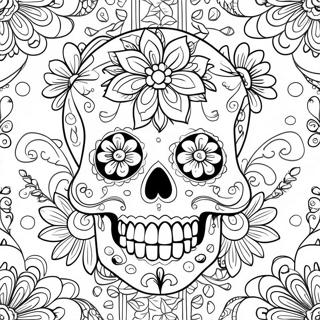 Intricate Gothic Sugar Skull With Flowers Coloring Page 63484-50234