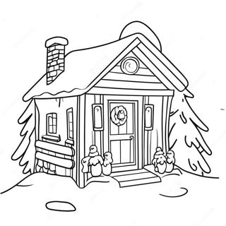 Winter Cabin Coloring Pages