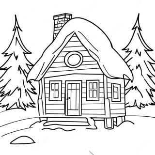 Winter Cabin Coloring Pages