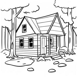 Rustic Cabin In The Woods Coloring Page 63733-50481