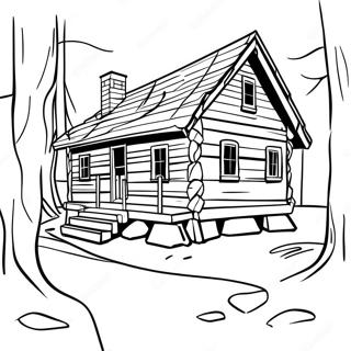 Rustic Cabin In The Woods Coloring Page 63733-50482