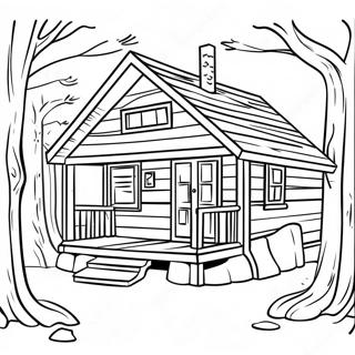 Rustic Cabin In The Woods Coloring Page 63733-50483