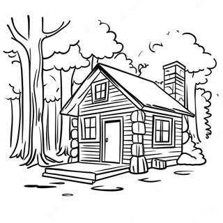 Rustic Cabin In The Woods Coloring Page 63733-50484