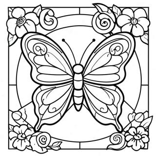 Butterfly Stained Glass Coloring Page 63783-50467