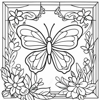 Colorful Butterfly Stained Glass Design Coloring Page 63784-50469