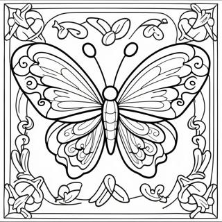 Colorful Butterfly Stained Glass Design Coloring Page 63784-50470