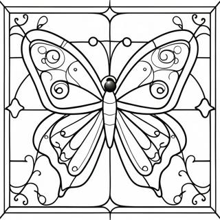 Colorful Butterfly Stained Glass Design Coloring Page 63784-50472