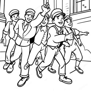 Exciting Newsies In Action Coloring Page 63804-50500