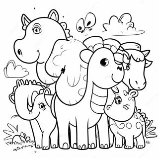 Horizontal Animal Parade Coloring Page 63884-50555