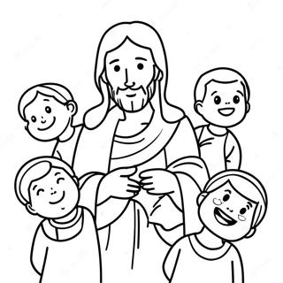 Joyful Jesus With Children Coloring Page 63914-50583