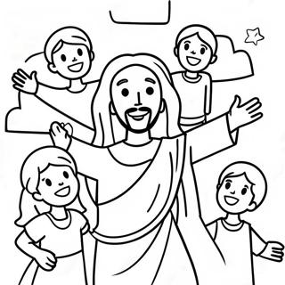 Joyful Jesus With Children Coloring Page 63914-50584