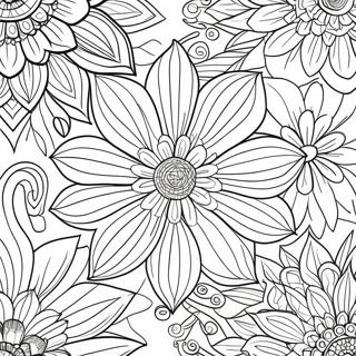 Detailed Floral Patterns Grayscale Coloring Page 63974-50628