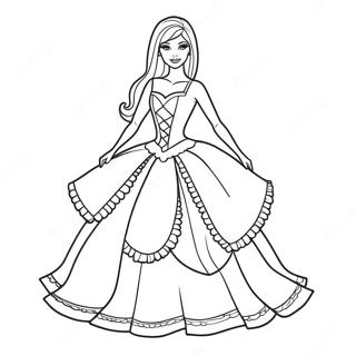 Barbie In A Beautiful Dress Coloring Page 64044-50679