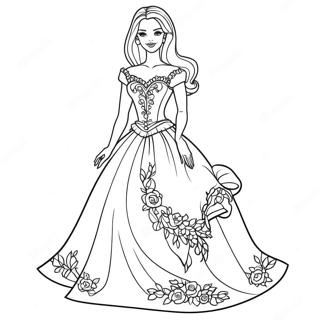 Barbie In A Beautiful Dress Coloring Page 64044-50680