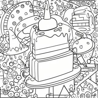 Colorful Lego Birthday Cake Coloring Page 64084-50734