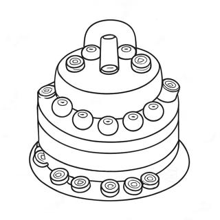 Colorful Lego Birthday Cake Coloring Page 64084-50735