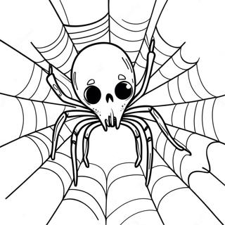 Creepy Halloween Spider In A Web Coloring Page 6411-5098