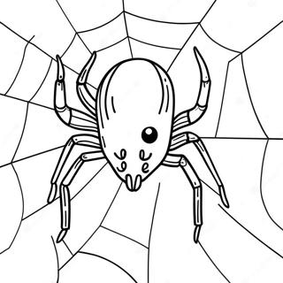 Creepy Halloween Spider In A Web Coloring Page 6411-5099