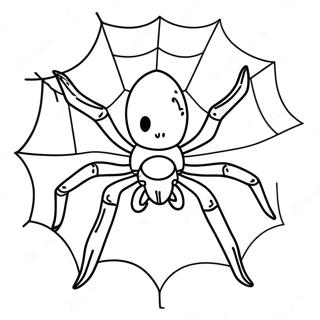 Creepy Halloween Spider In A Web Coloring Page 6411-5100