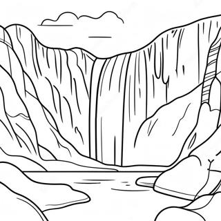 Majestic Iceland Waterfall Coloring Page 64154-50758