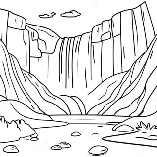 Majestic Iceland Waterfall Coloring Page 64154-50760