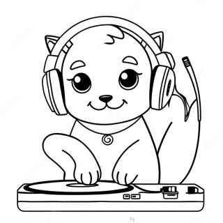 Cool Dj Catnip With Headphones Coloring Page 64224-50819