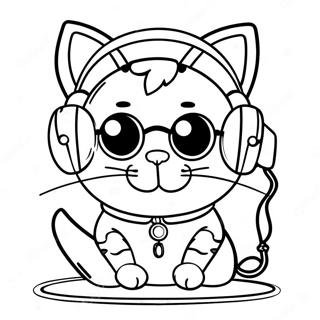 Cool Dj Catnip With Headphones Coloring Page 64224-50820