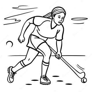 Field Hockey Player Dribbling Ball Coloring Page 64283-50869