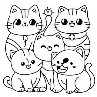 Cute Cat Pack Members Coloring Page 64454-51003