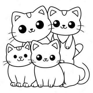 Cute Cat Pack Members Coloring Page 64454-51004