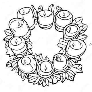 Colorful Advent Wreath With Candles Coloring Page 64534-51065