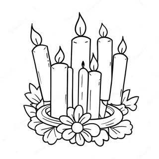 Colorful Advent Wreath With Candles Coloring Page 64534-51067