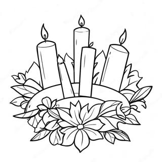 Colorful Advent Wreath With Candles Coloring Page 64534-51068